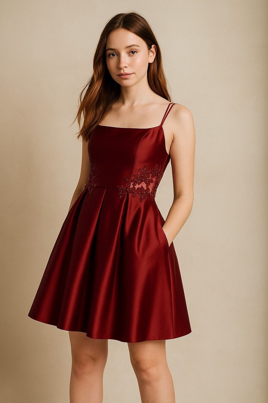 Blondie Nites Burgundy Satin Fit & Flare Cocktail Party Fairy Dress Ballet 7